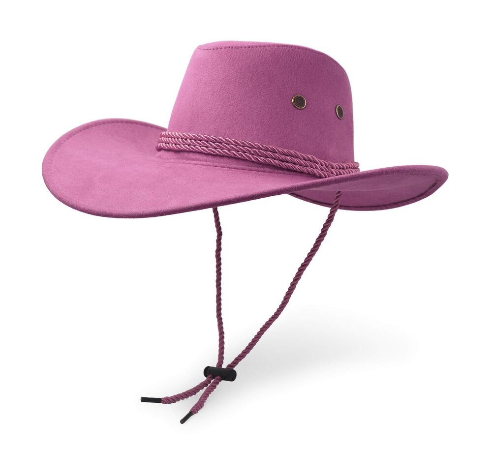 8802 Cowboy Hat, Sun Hat Faux Felt Leather Suede Travel Cap Western Hat